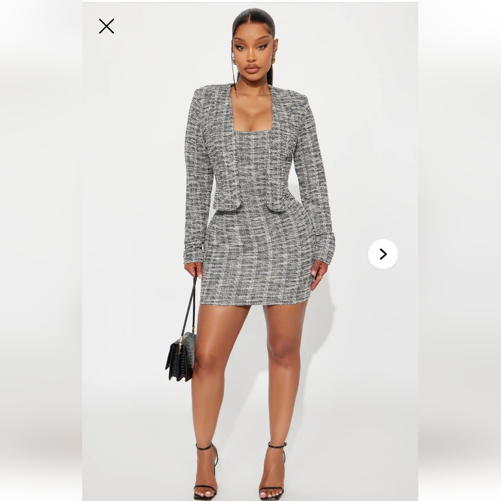 Fashion Nova Gray Tweed Mini Dress with Jacket